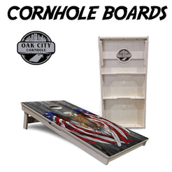 High-quality cornhole board showcasing Oak City Cornhole's best-selling product known for its superior craftsmanship and durability, perfect for your cornhole needs.