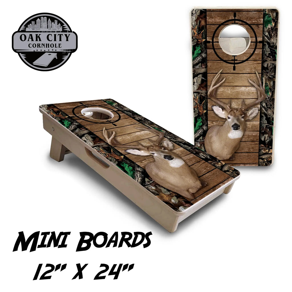 In The Crosshairs Deer Hunter Cornhole Boards from Oak City Cornhole