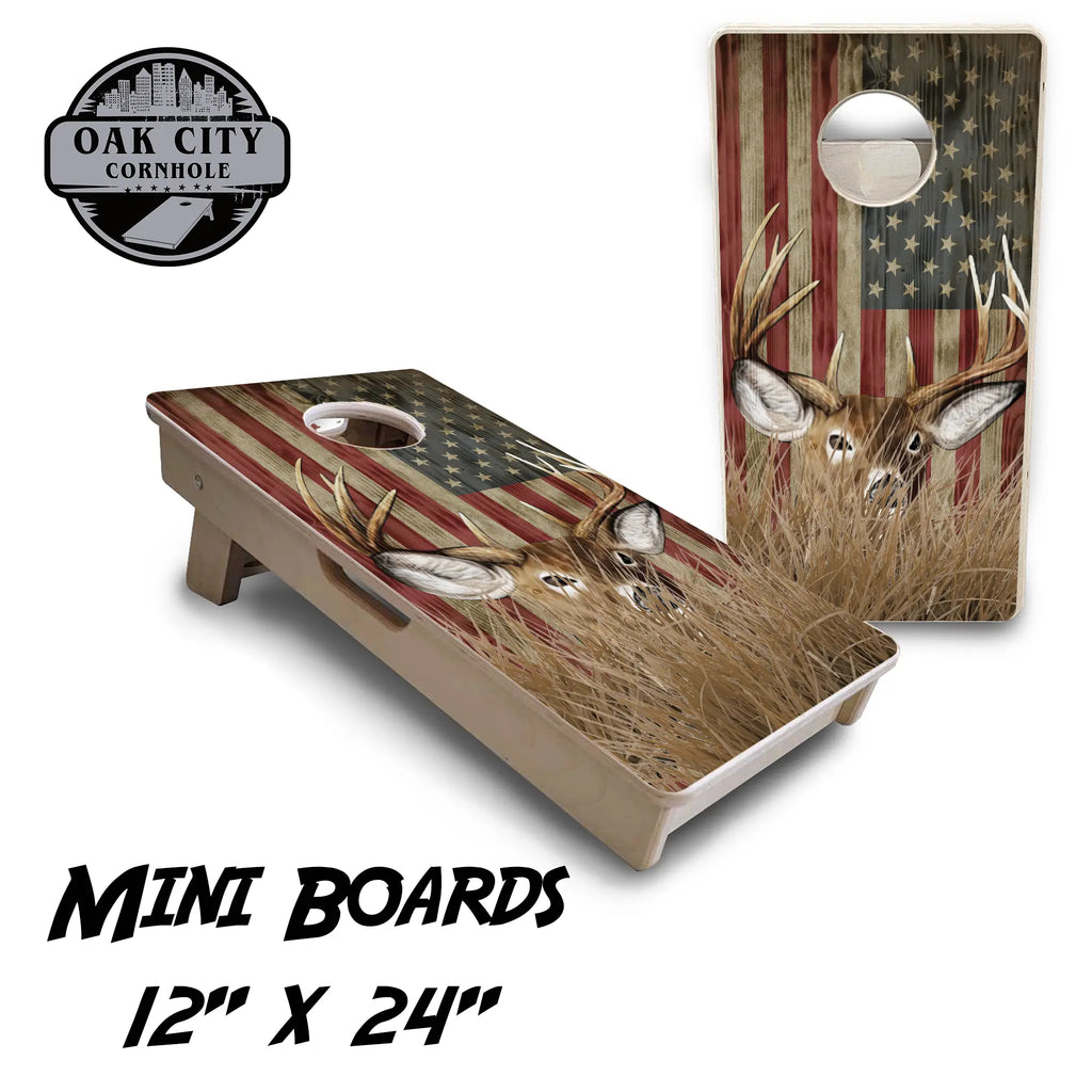 Patriots Pride Hidden Deer Cornhole Boards from Oak City Cornhole