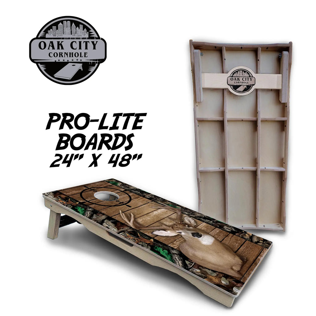 In The Crosshairs Deer Hunter Cornhole Boards from Oak City Cornhole