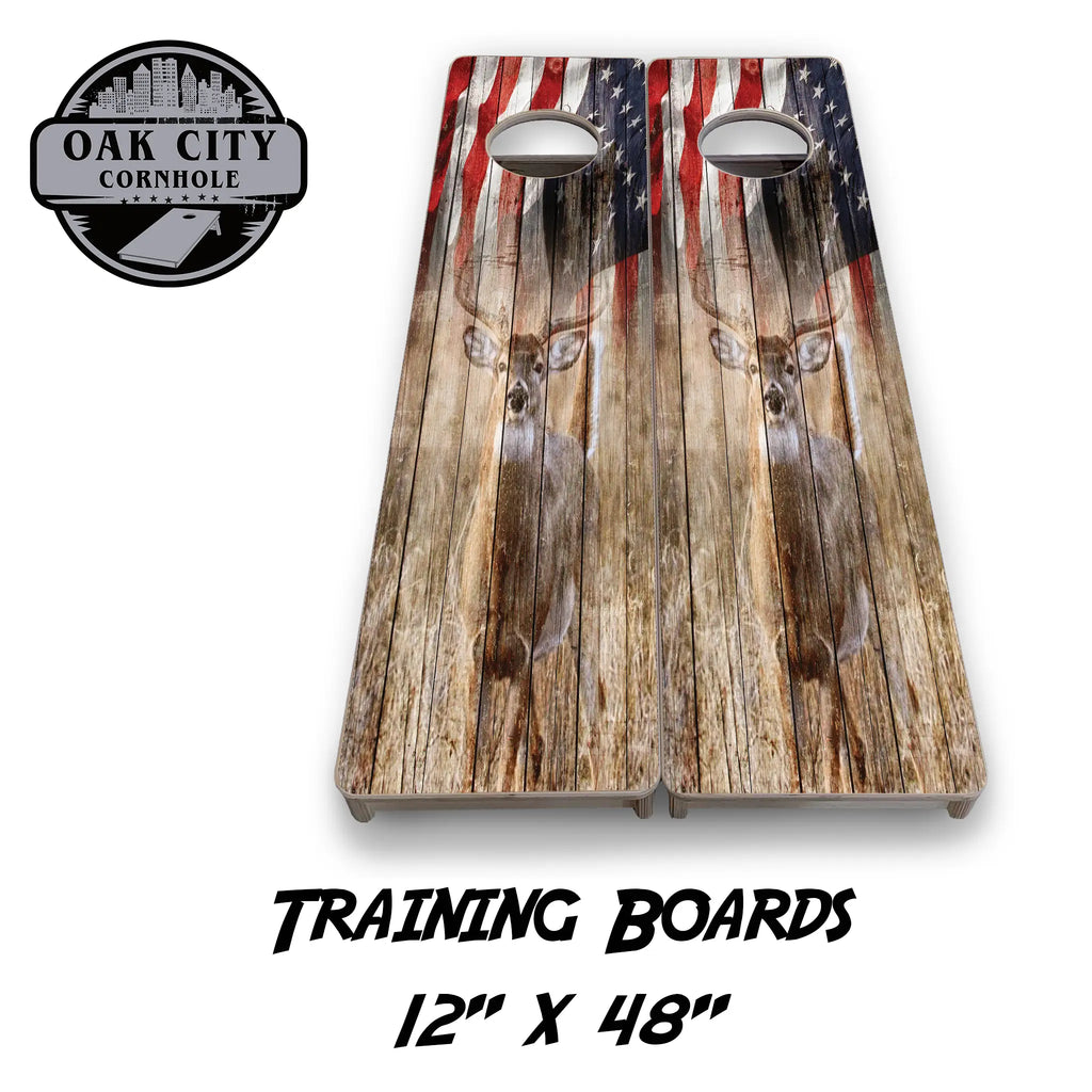 All American Game Pursuit Deer Hunting Cornhole Boards from Oak City Cornhole