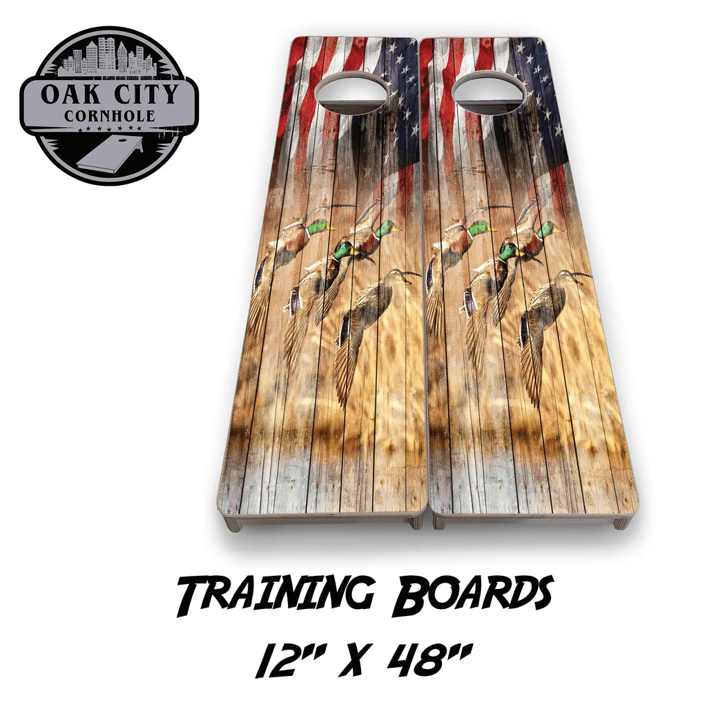 All American Game Pursuit Duck Hunting Cornhole Boards from Oak City Cornhole