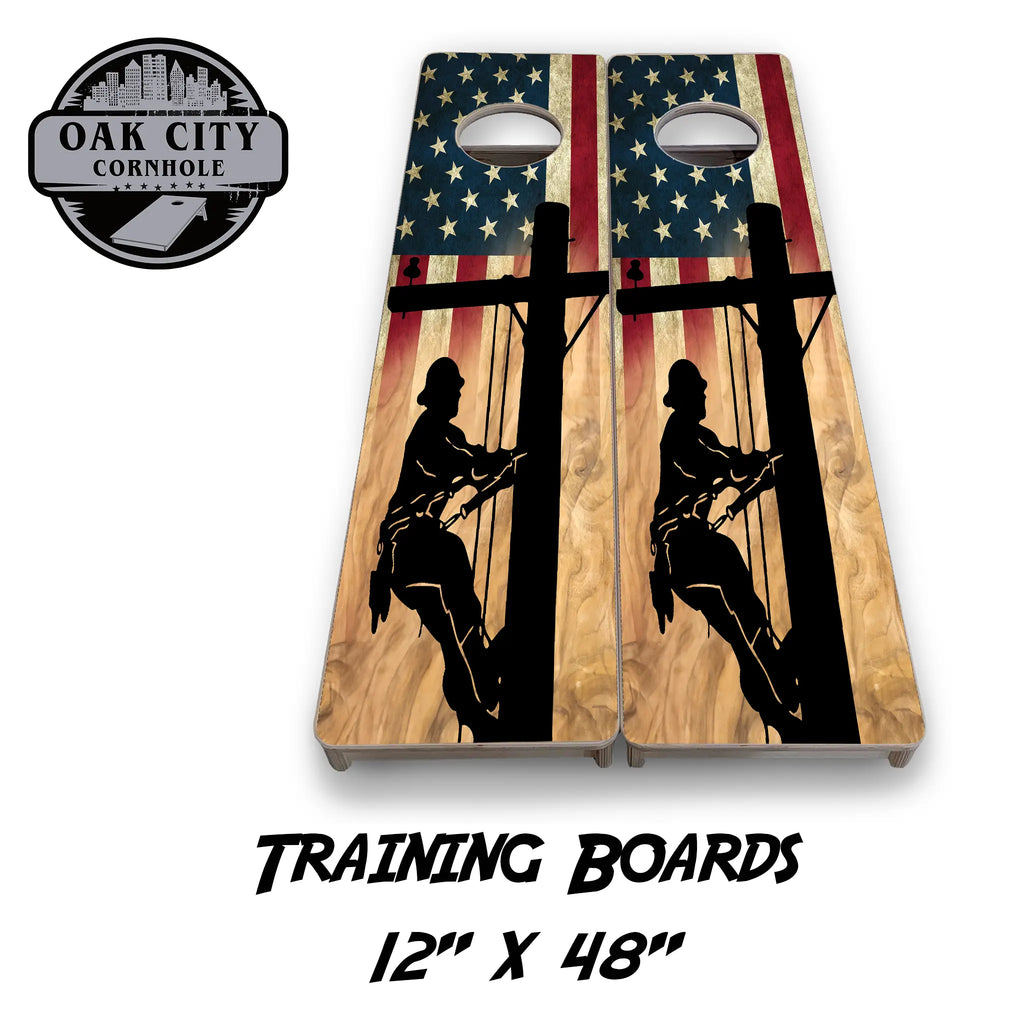 American Lineman Cornhole Boards from Oak City Cornhole