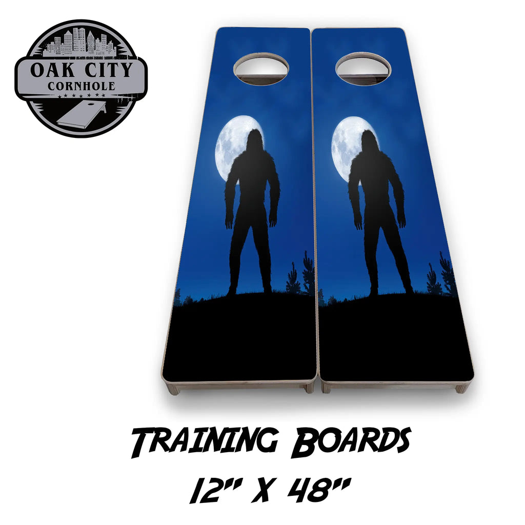 Bigfoot’s Midnight Adventure Cornhole Boards from Oak City Cornhole