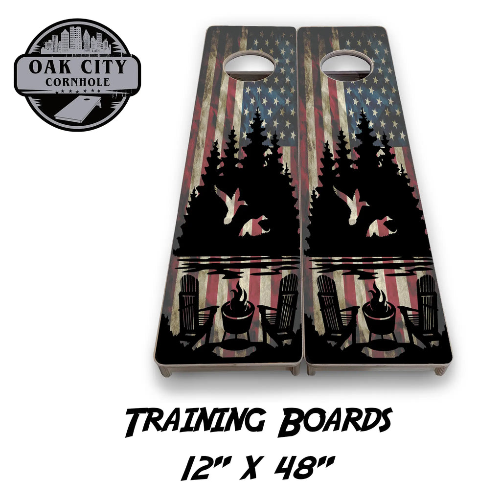 Campfire Nights Cornhole Boards from Oak City Cornhole