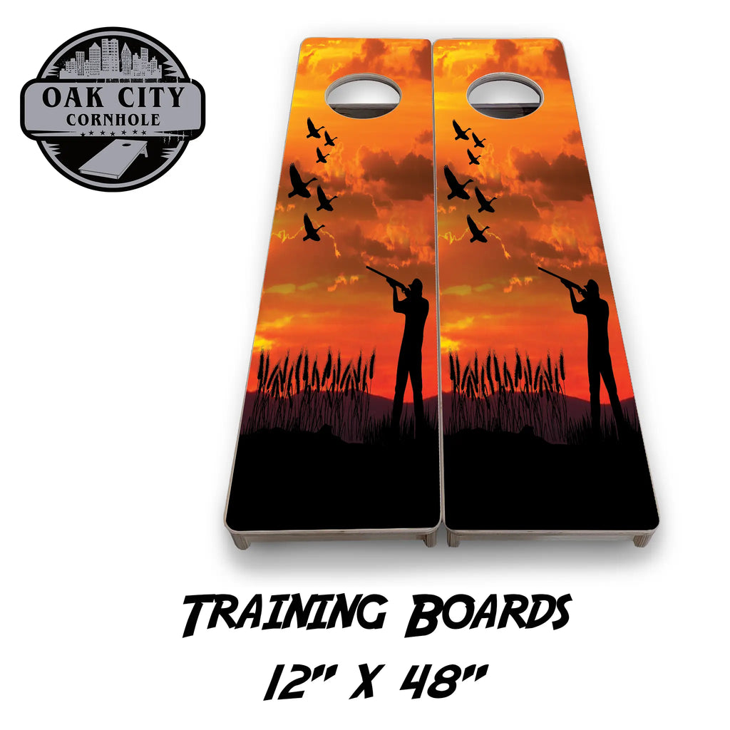 Dusk Duck Hunter’s Paradise Cornhole Boards from Oak City Cornhole