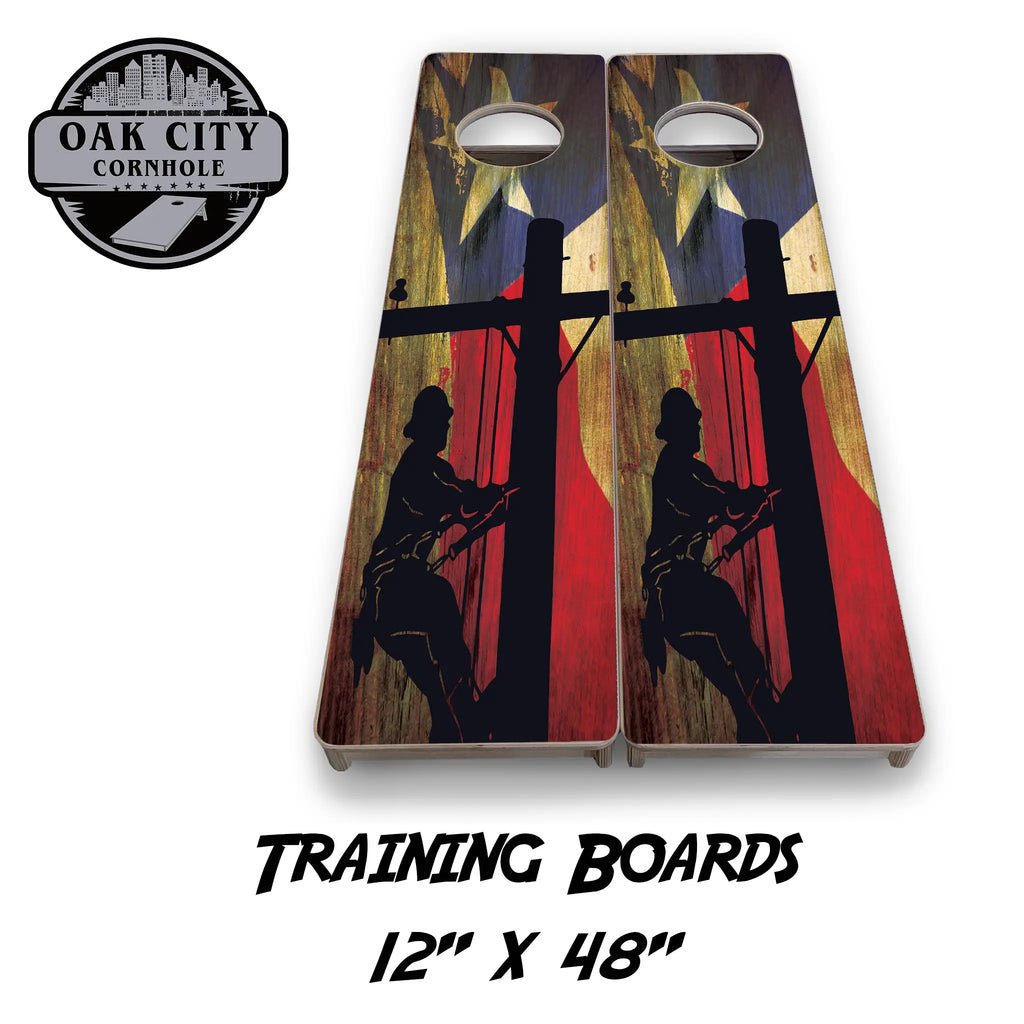 Lone Star Texas Lineman Cornhole Boards from Oak City Cornhole