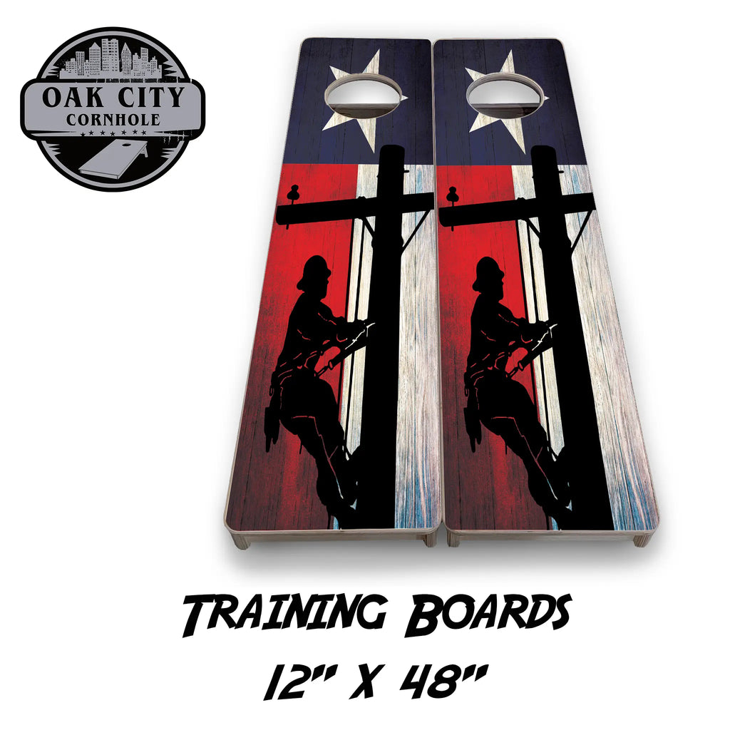 Lone Star Texas Lineman Cornhole Boards from Oak City Cornhole