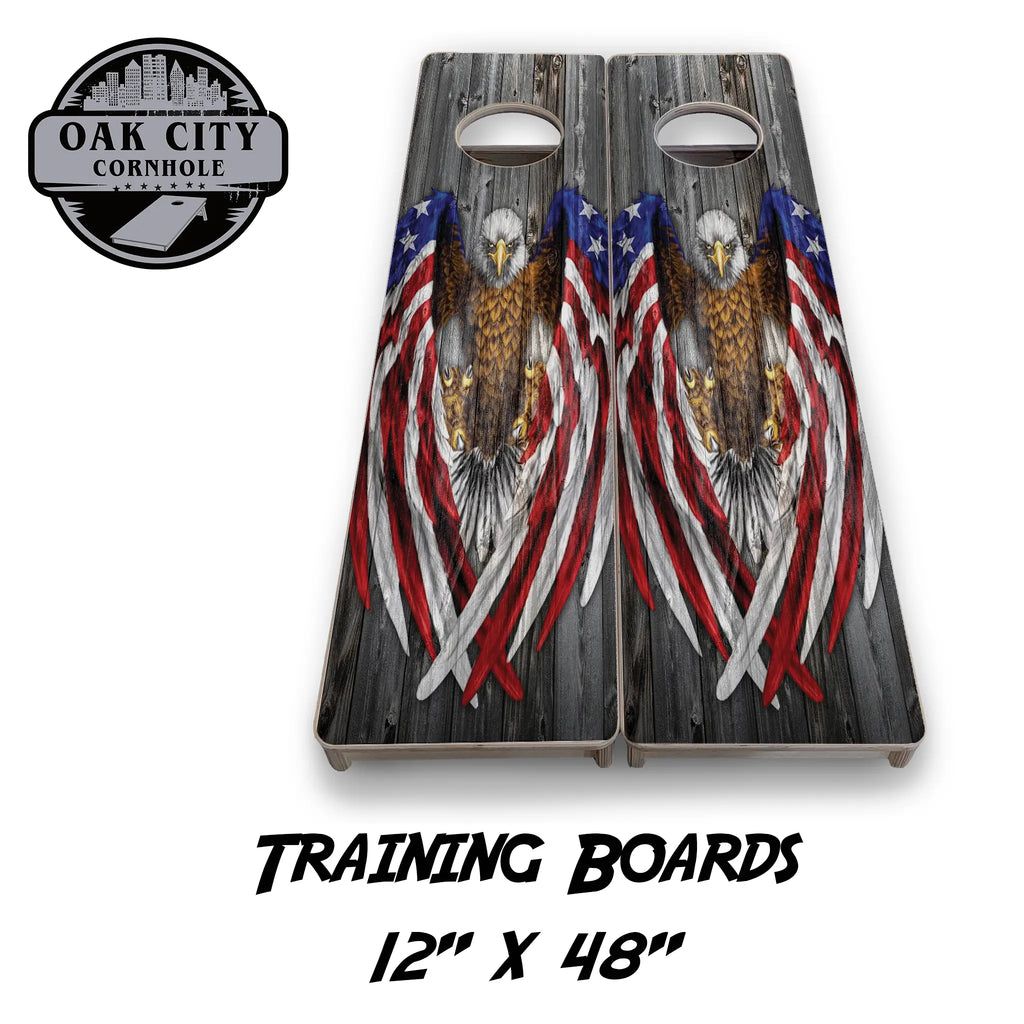 Patriotic American Eagle Cornhole Boards from Oak City Cornhole