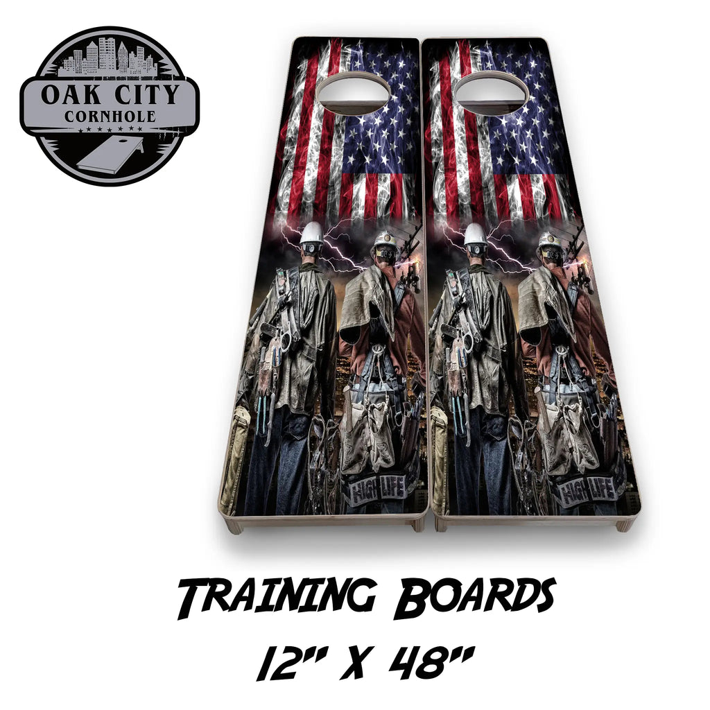 Powering America with Lineman Pride Cornhole Boards from Oak City Cornhole