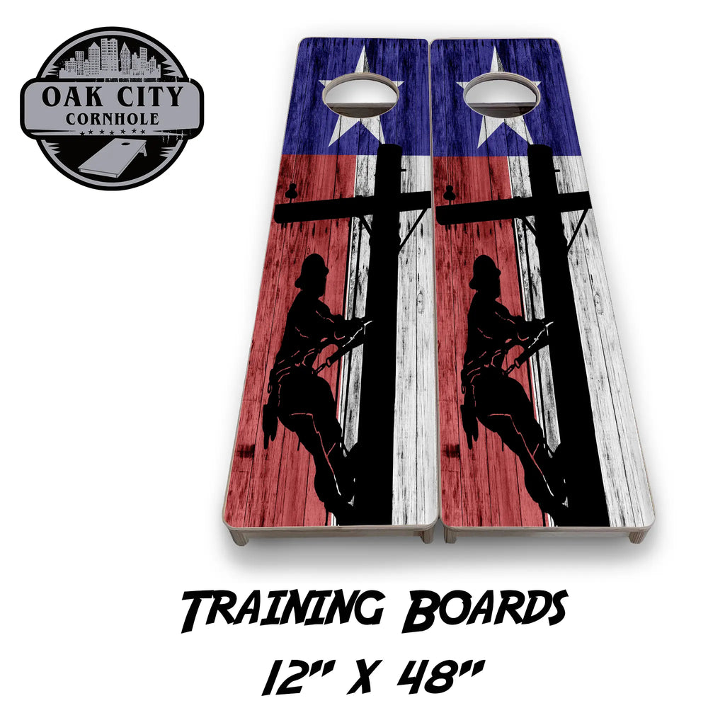 Texas Lineman Pride Cornhole Boards from Oak City Cornhole