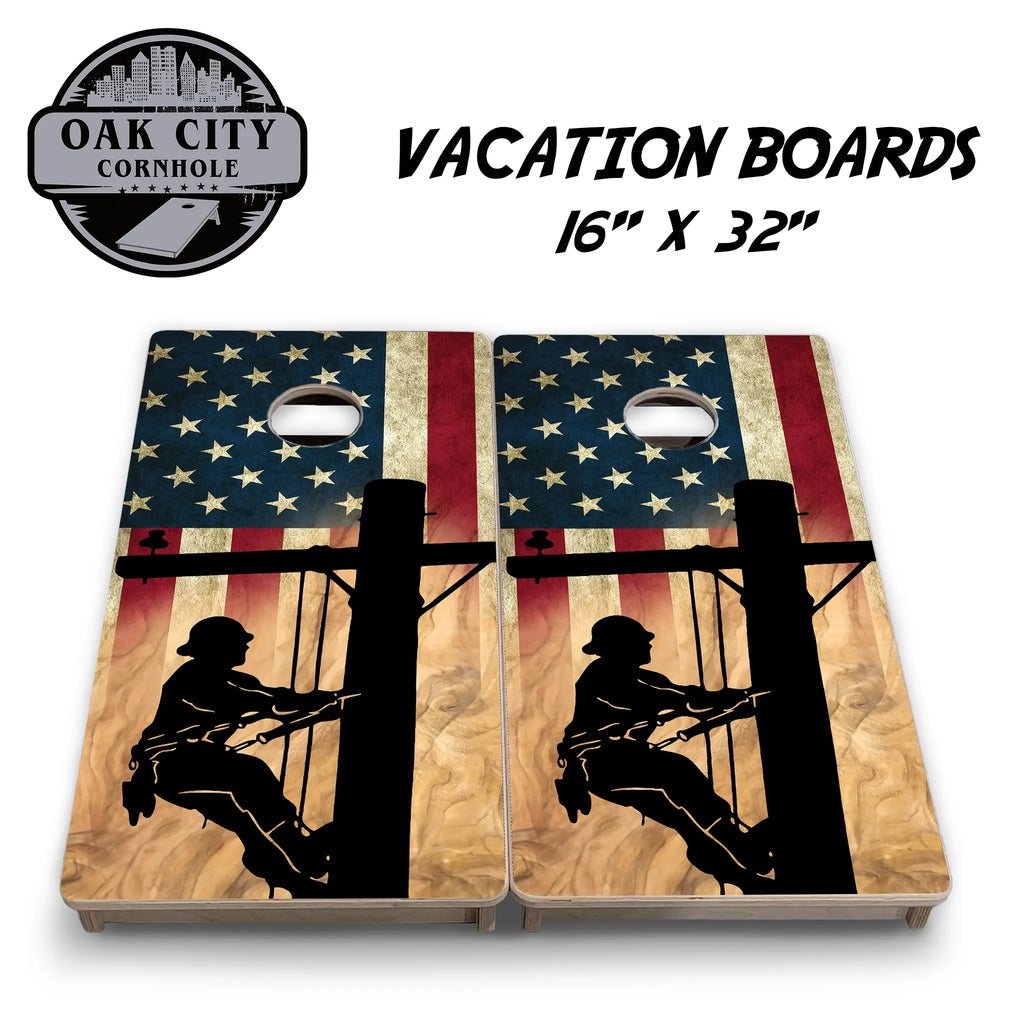 American Lineman Cornhole Boards from Oak City Cornhole