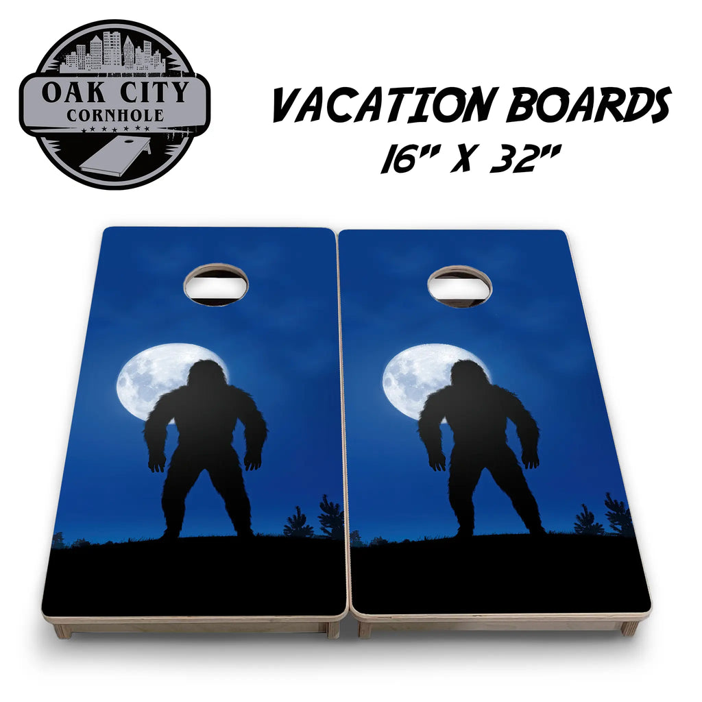 Bigfoot’s Midnight Adventure Cornhole Boards from Oak City Cornhole