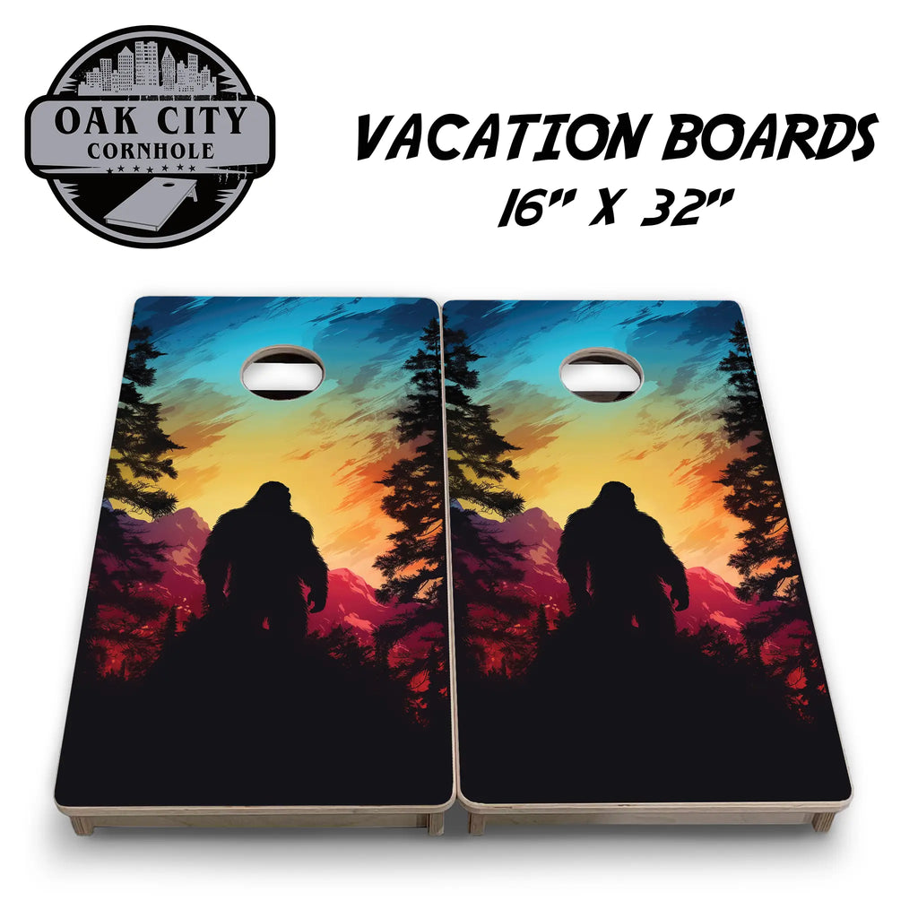 Bigfoot’s Mountain Hideaway Cornhole Boards from Oak City Cornhole