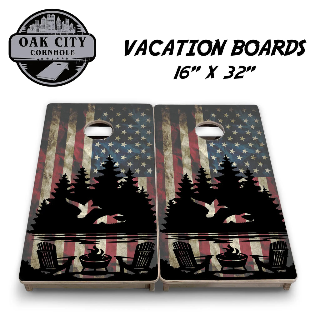 Campfire Nights Cornhole Boards from Oak City Cornhole