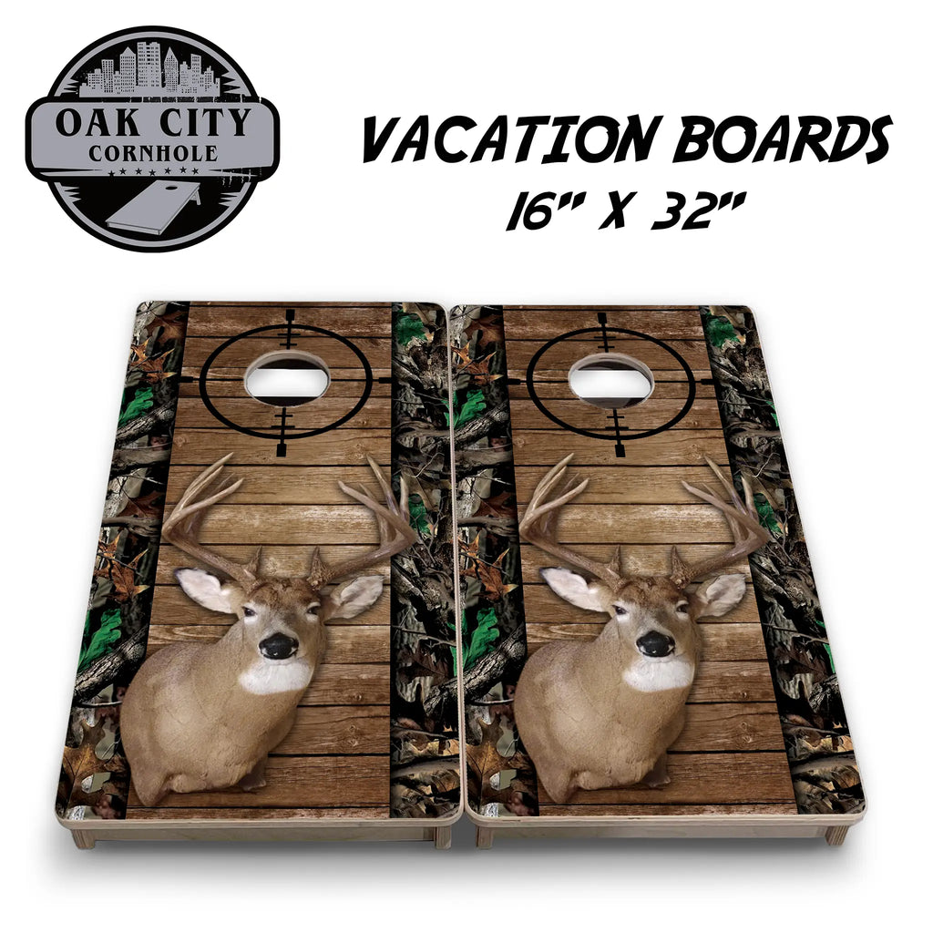 In The Crosshairs Deer Hunter Cornhole Boards from Oak City Cornhole