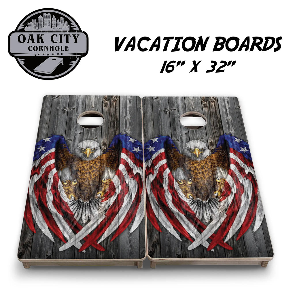 Patriotic American Eagle Cornhole Boards from Oak City Cornhole