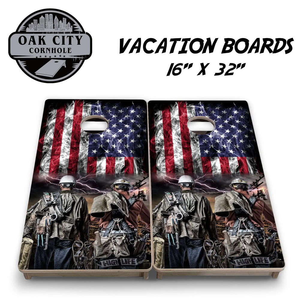 Powering America with Lineman Pride Cornhole Boards from Oak City Cornhole