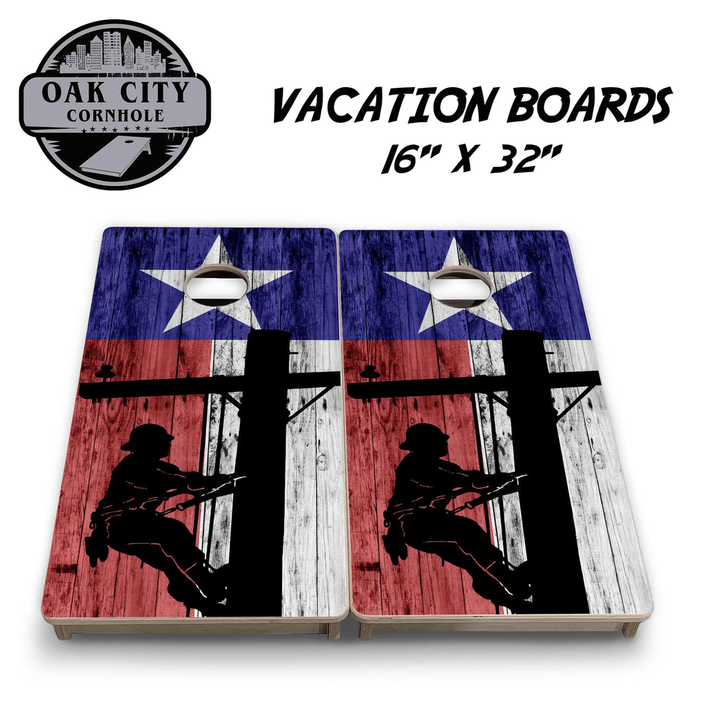 Texas Lineman Pride Cornhole Boards from Oak City Cornhole