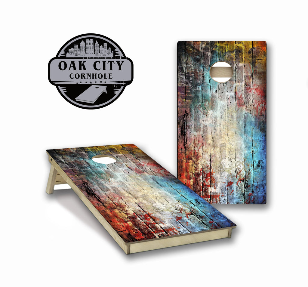 Brick Graffiti Regulation Cornhole Boards - Oak City Cornhole