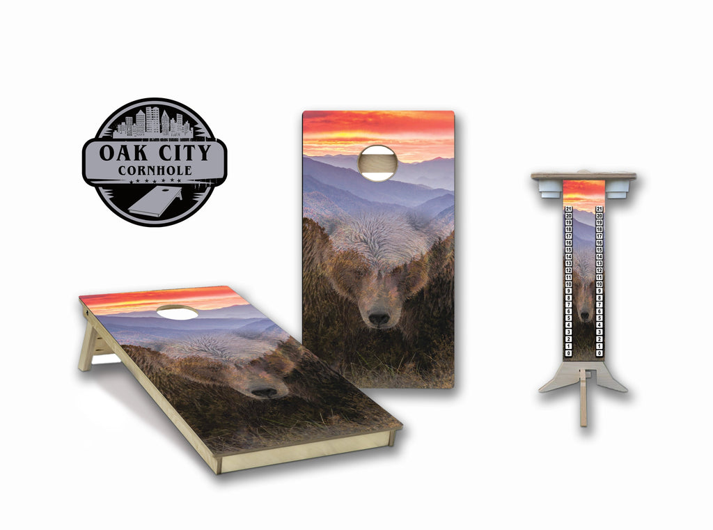 Mountain Bear Wilderness Regulation Cornhole Boards - Oak City Cornhole