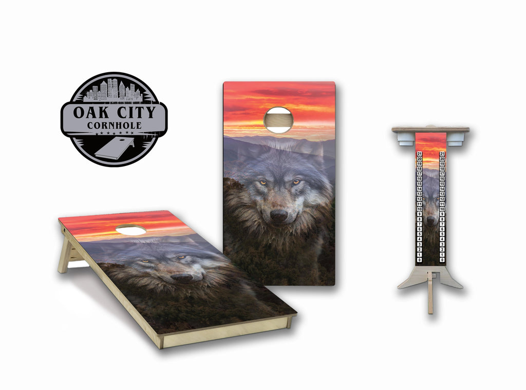 Mountain Wolf Regulation Cornhole Boards - Oak City Cornhole