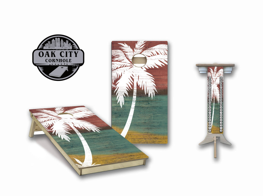 Palm Tree Beach Regulation Cornhole Boards - Oak City Cornhole