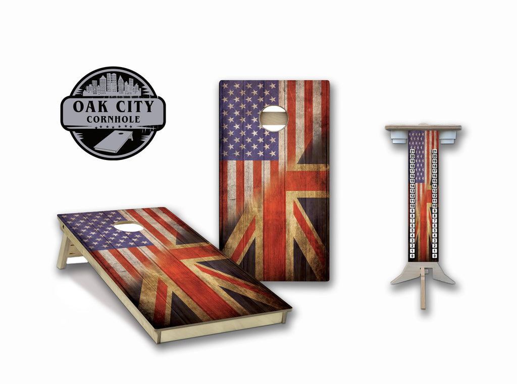 USA-Union Jack Flag Regulation Cornhole Boards - Oak City Cornhole